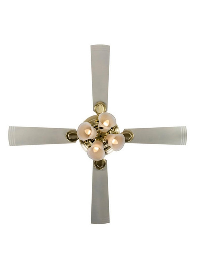 USHA Fontana Orchid 1280mm ISI Ceiling Fan with Decorative Lights|BEE Star Rated|100% Copper Motor|RF Remote, High Air Speed and Delivery|2 Year Warranty|(Gold Ivory) Pack of 1|Free Installation - Image 1